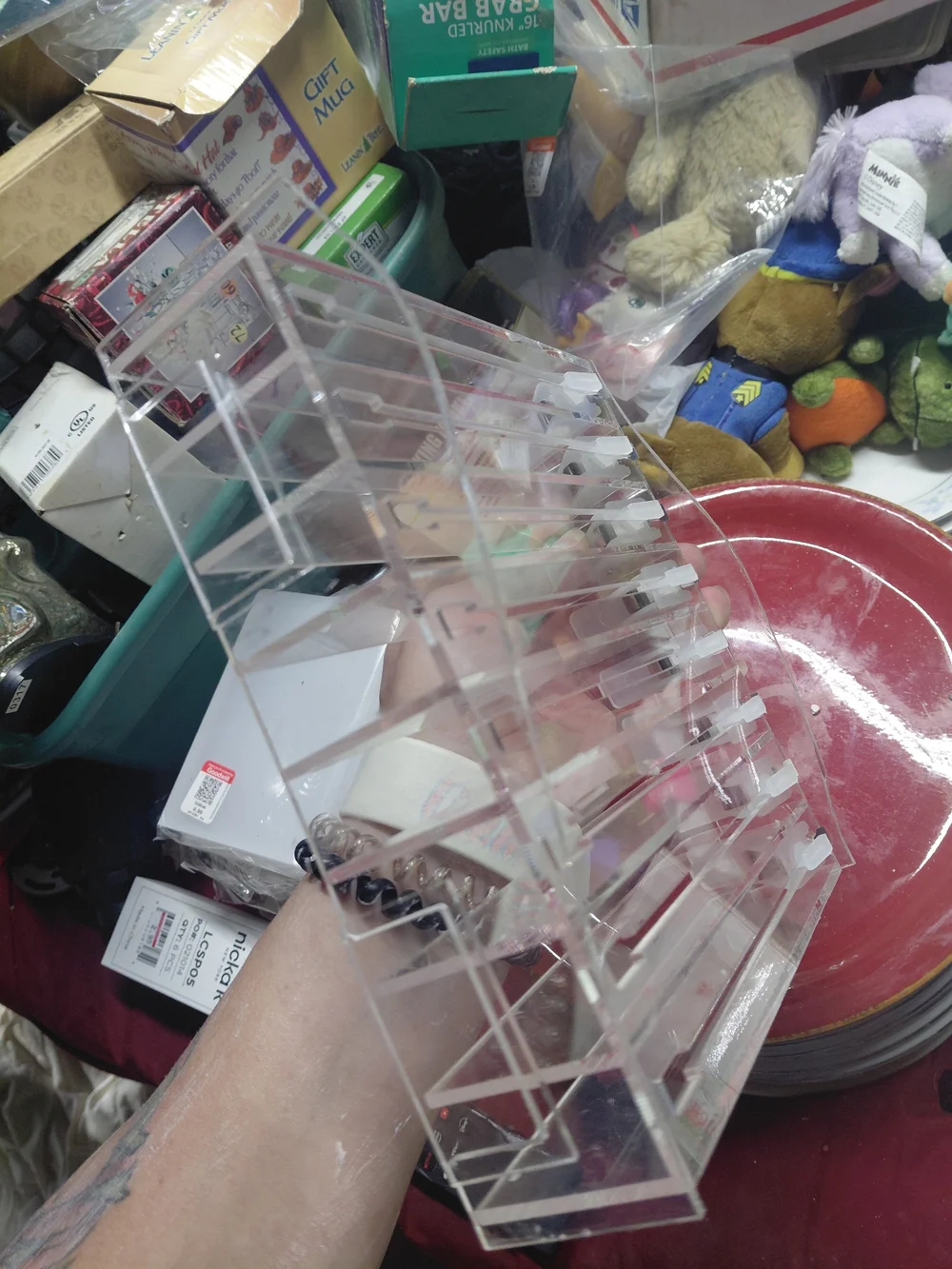 Plastic 8 Compartment Pusher Tray Makeup Organizer